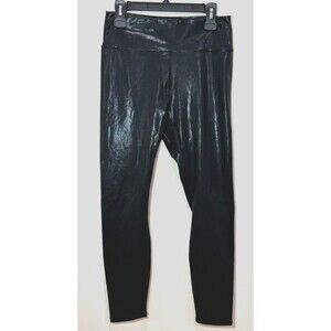 Fabletics Black Vegan Leather Leggings Pants XL Patent Pull On Capsule Wardrobe